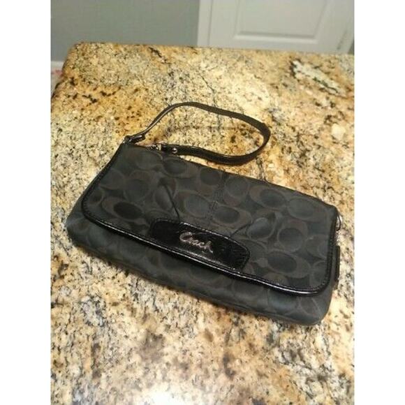 Coach Legacy Signature Wallet Wristlet Small Purse Adjustable Black - Picture 2 of 13